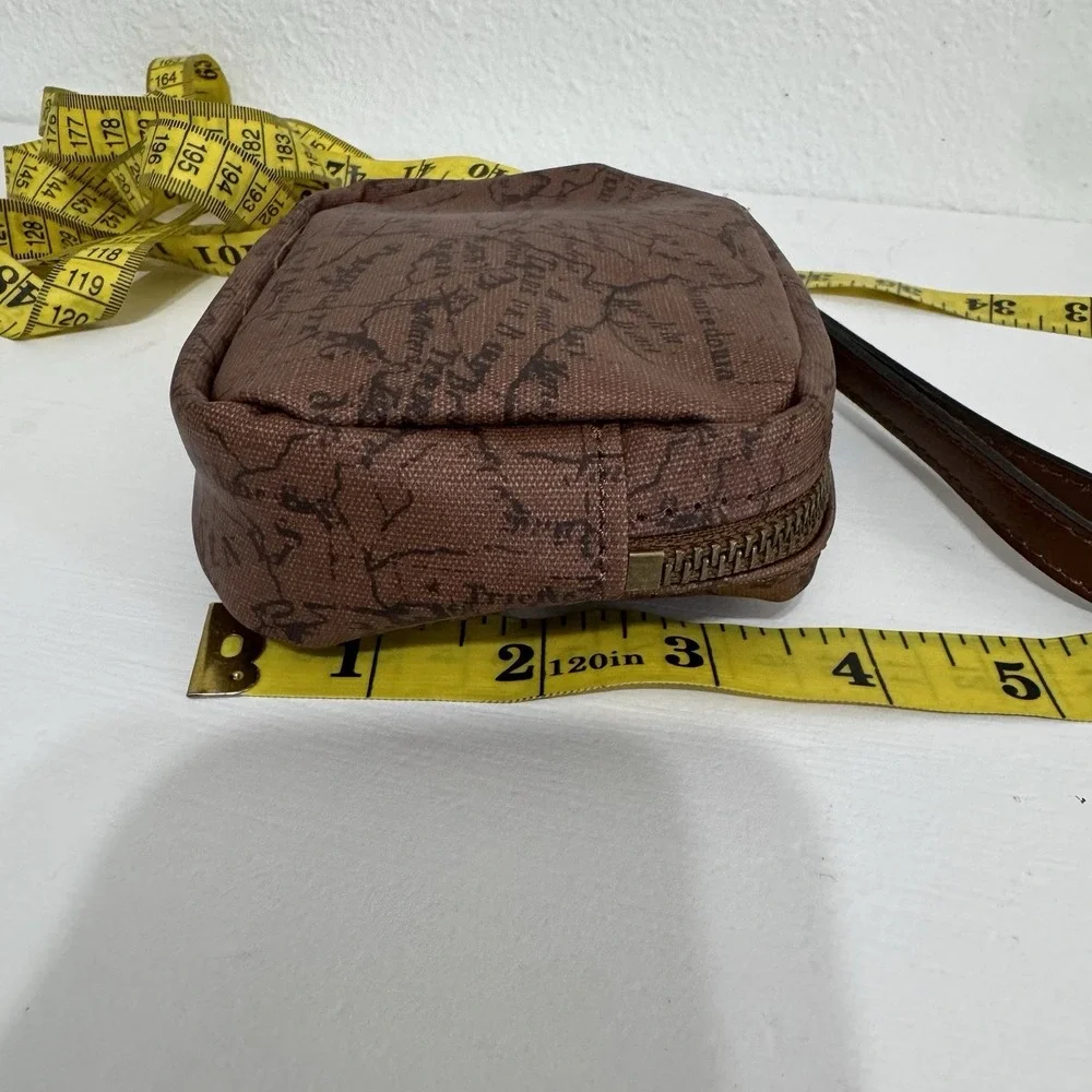 Patricia Nash Brown Leather Signature Map Small Zipper Pouch‎